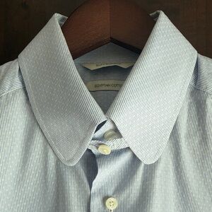 Tab collar Men's Blue Striped Shirt